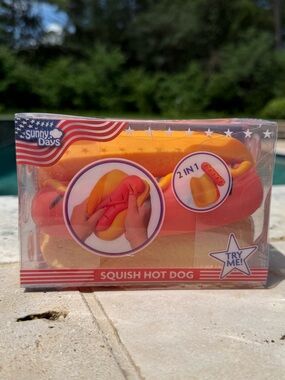 Squish Hot Dog Toy - Orange & Yellow